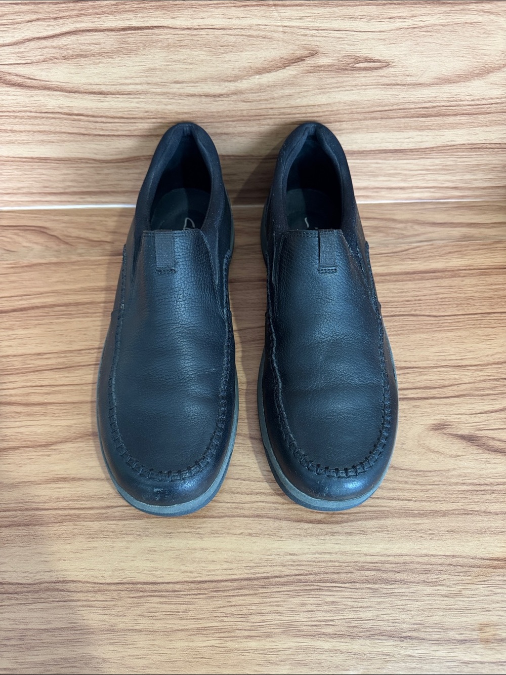 Clarks Black Leather Slip-On Casual Loafers